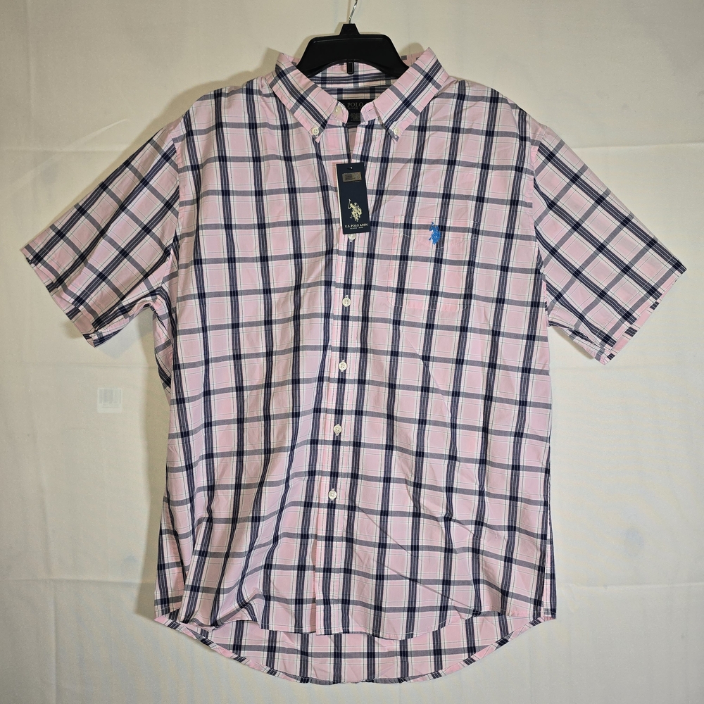 U.S. Polo Assn. Pink and Blue Plaid Button Down Shirt